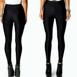 High waisted black opaque leggings